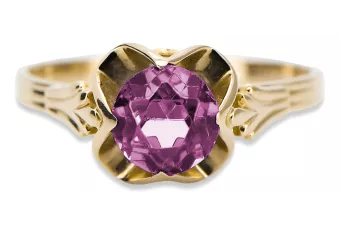 Vintage Stil Ring Amethyst 14 Karat Gelbgold vrc023y